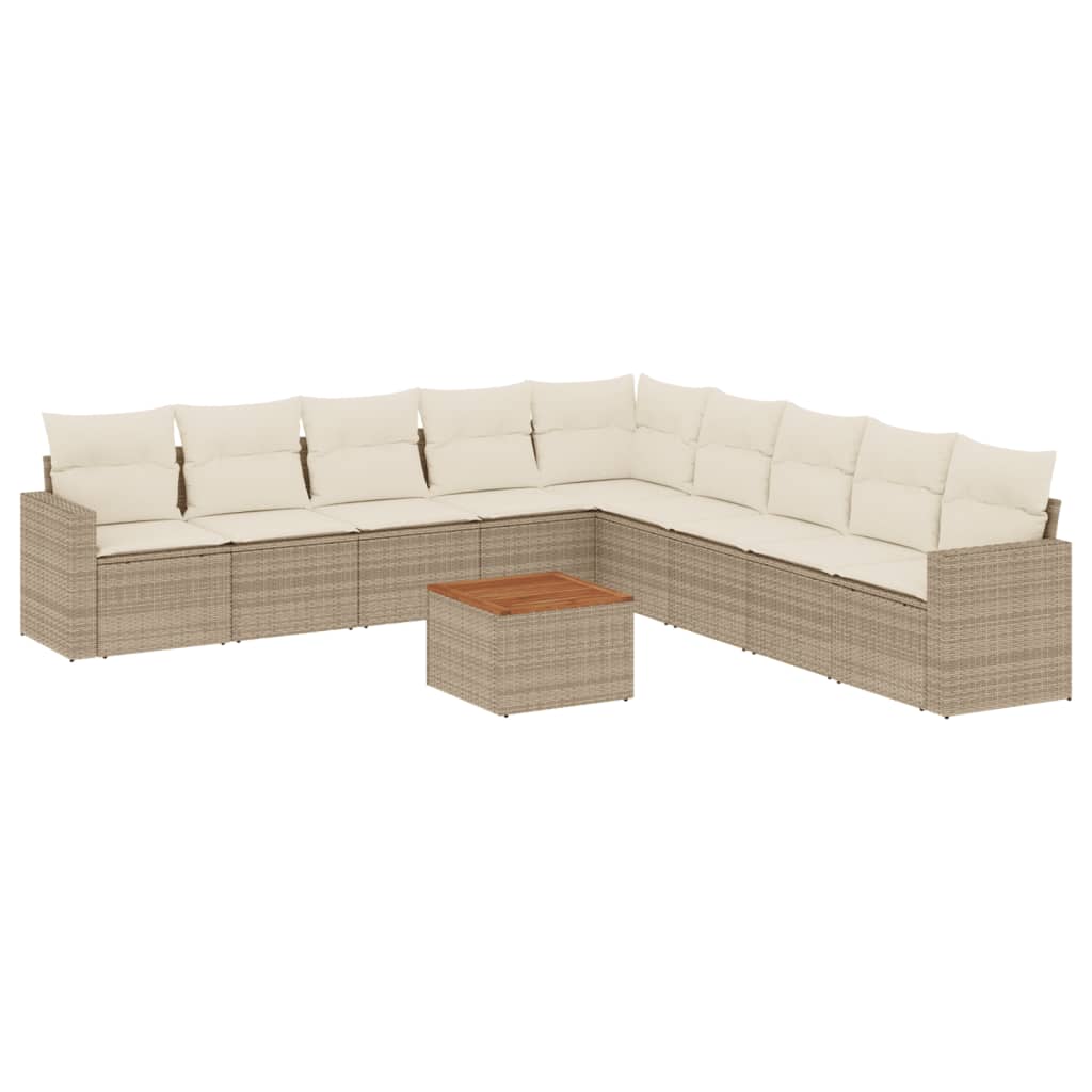 Set canapele de grădină cu perne, 10 piese, bej, poliratan GartenMobel Dekor