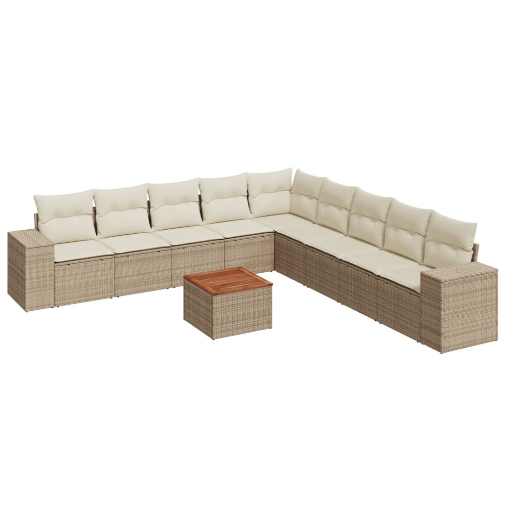 Set canapele de grădină cu perne, 10 piese, bej, poliratan GartenMobel Dekor