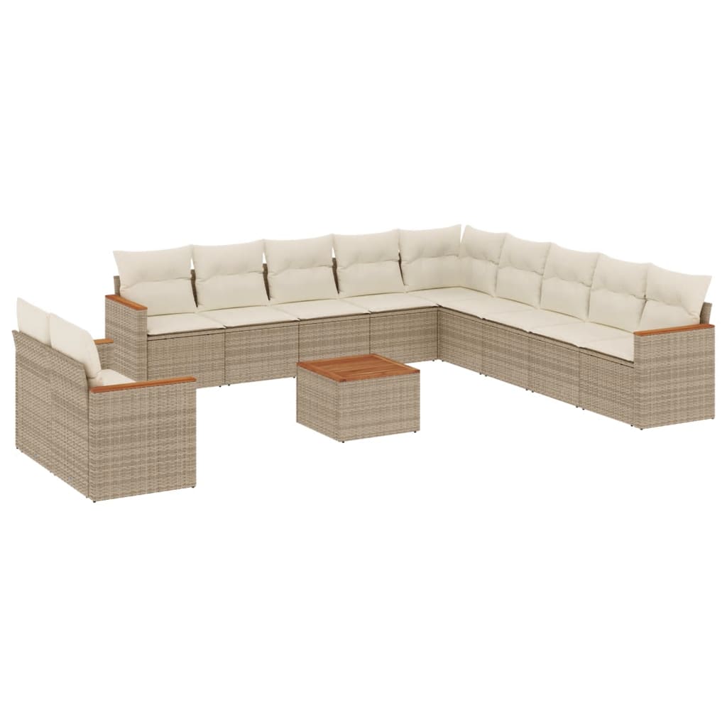 Set canapele de grădină cu perne, 12 piese, bej, poliratan GartenMobel Dekor