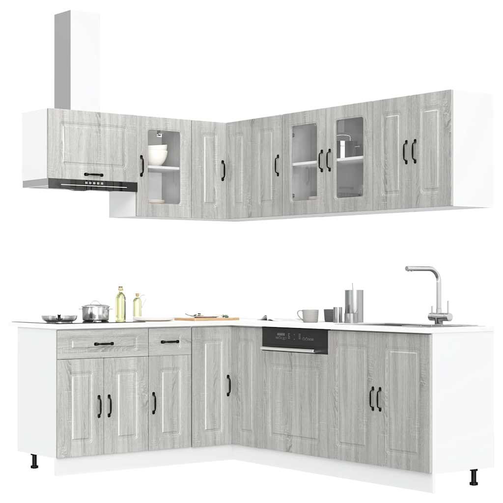 Set de dulapuri de bucătărie 11 piese „Kalmar” lemn Sonoma gri GartenMobel Dekor