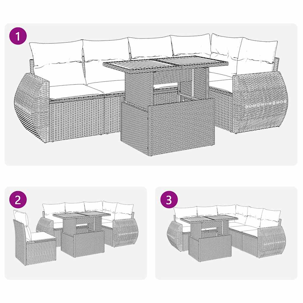 Set canapele de grădină cu perne, 6 piese, bej, poliratan GartenMobel Dekor