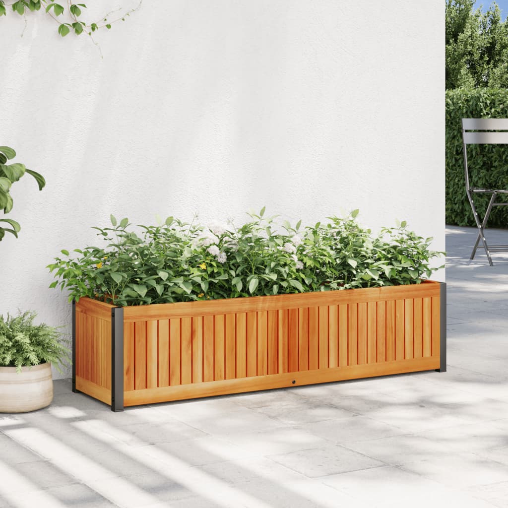 Jardinieră de grădină, 110x30x27,5 cm, lemn masiv acacia/oțel GartenMobel Dekor