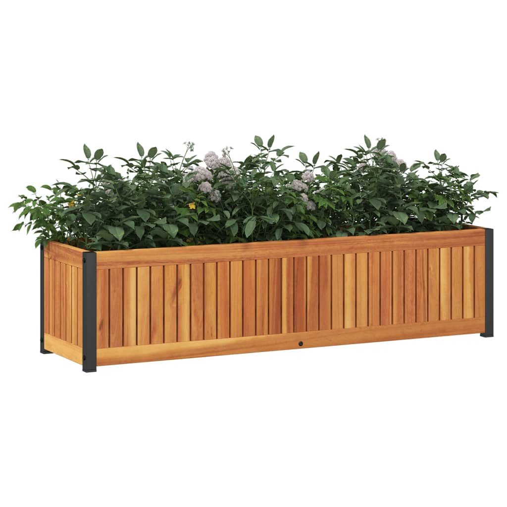 Jardinieră de grădină, 110x30x27,5 cm, lemn masiv acacia/oțel GartenMobel Dekor