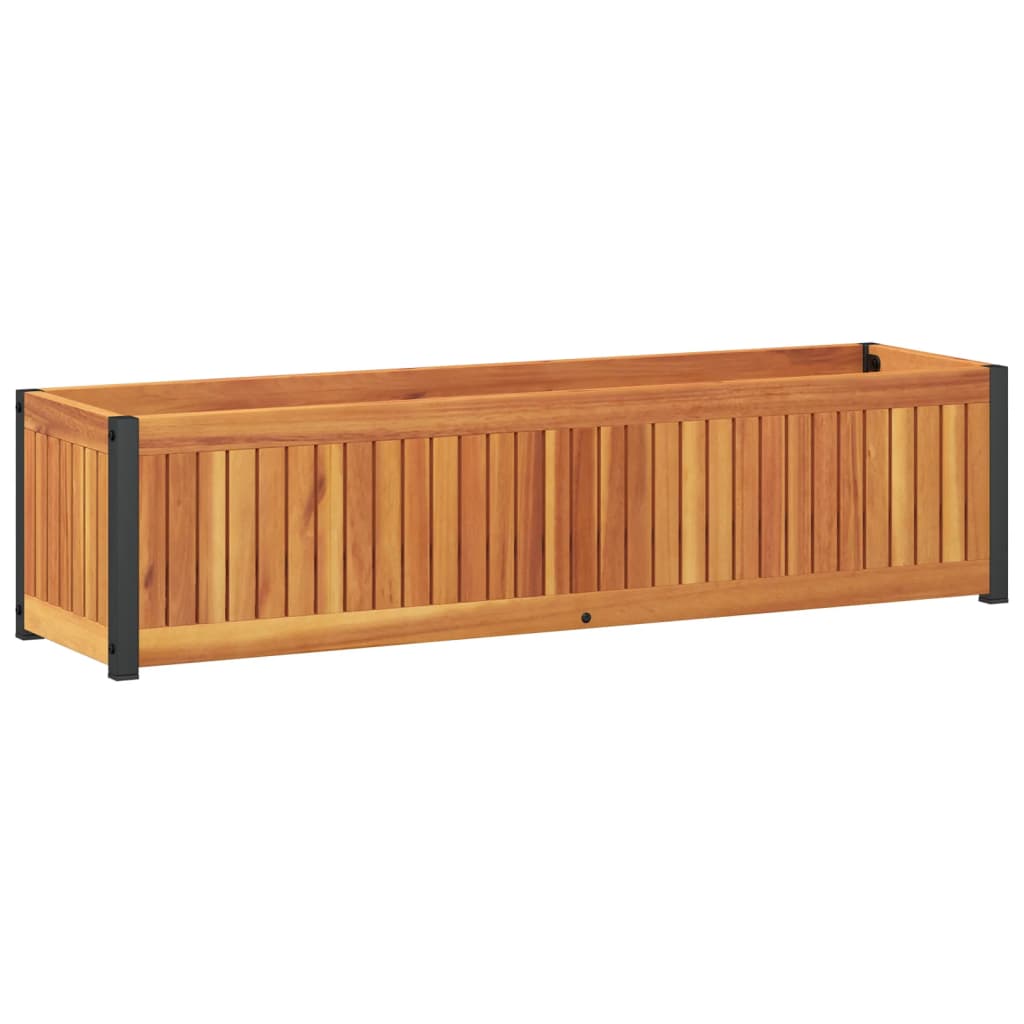 Jardinieră de grădină, 110x30x27,5 cm, lemn masiv acacia/oțel GartenMobel Dekor