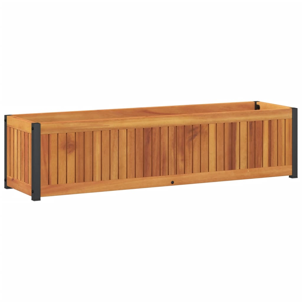 Jardinieră de grădină, 110x30x27,5 cm, lemn masiv acacia/oțel GartenMobel Dekor