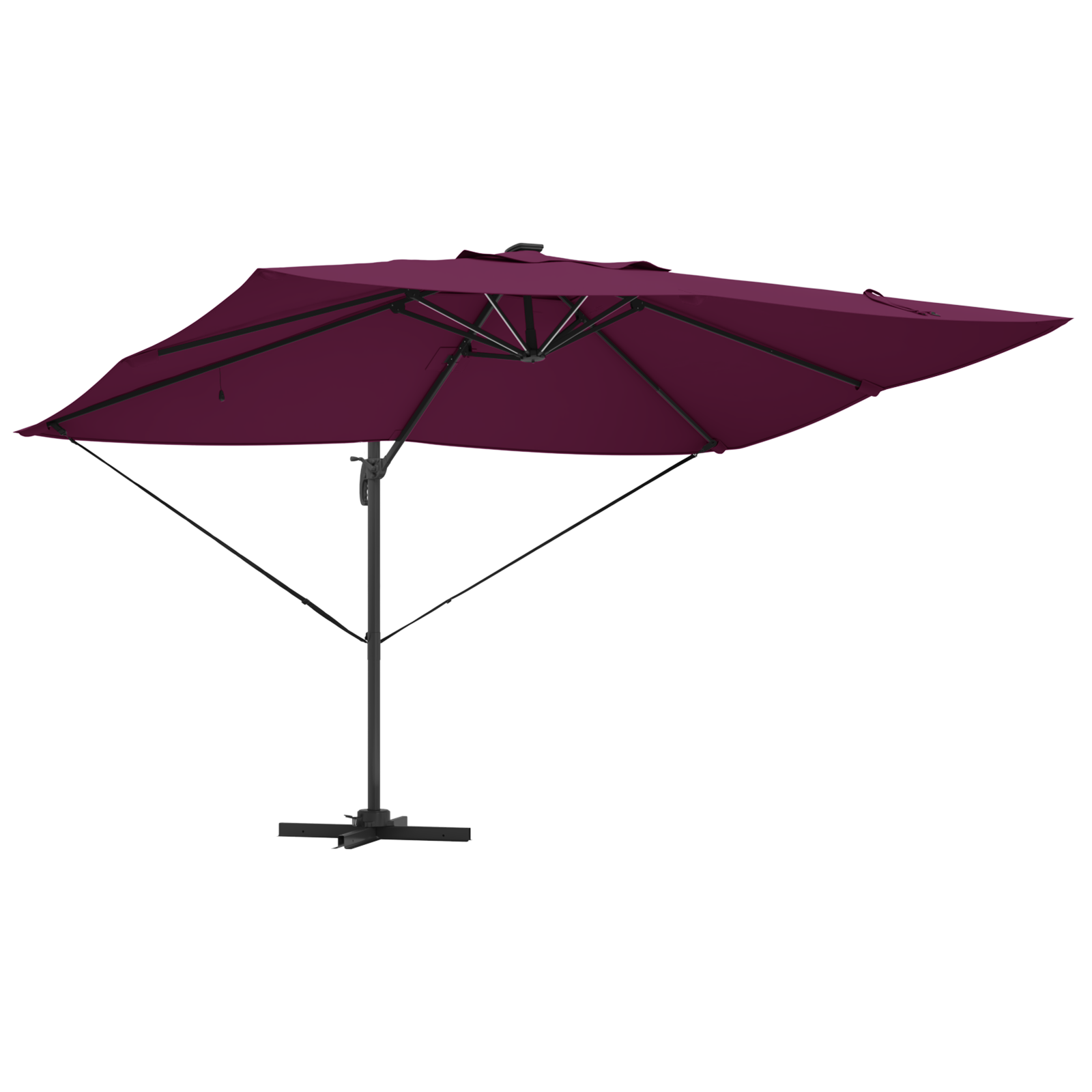Parasol Cantilever Roma cu LED-uri Roșu Bordeaux 352x251x265 cm Aluminiu GartenMobel Dekor