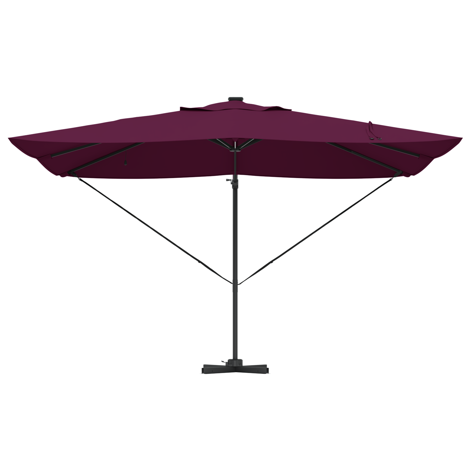 Parasol Cantilever Roma cu LED-uri Roșu Bordeaux 352x251x265 cm Aluminiu GartenMobel Dekor