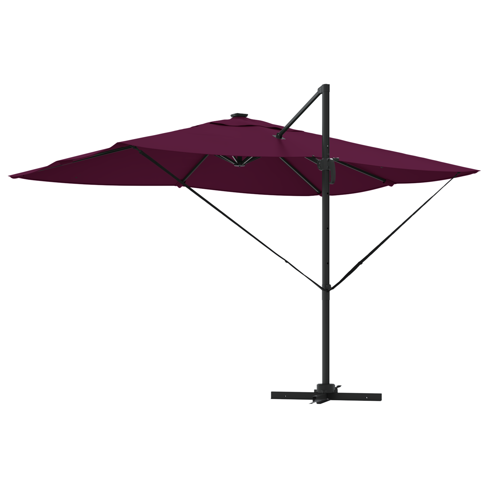Parasol Cantilever Roma cu LED-uri Roșu Bordeaux 352x251x265 cm Aluminiu GartenMobel Dekor