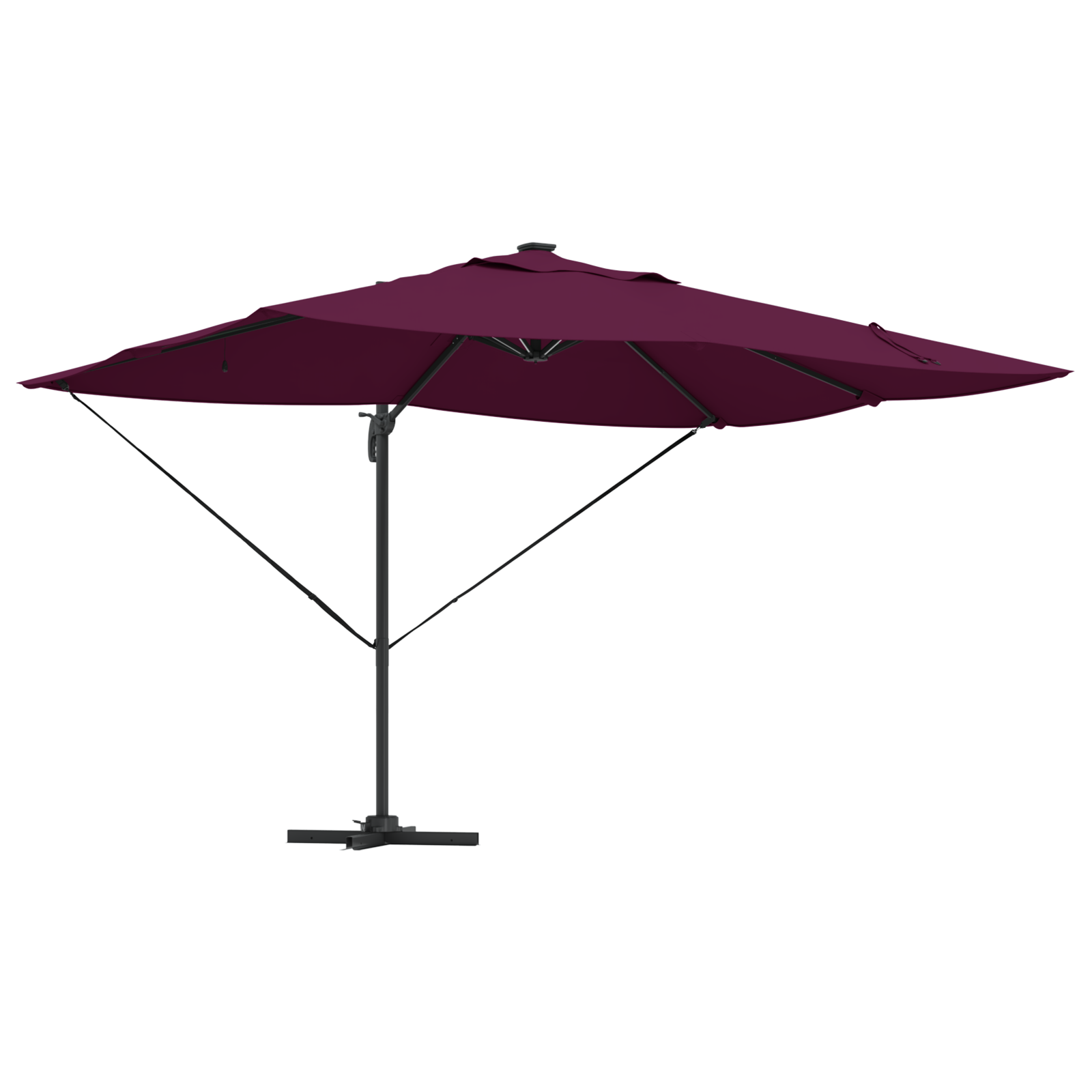 Parasol Cantilever Roma cu LED-uri Roșu Bordeaux 352x251x265 cm Aluminiu GartenMobel Dekor