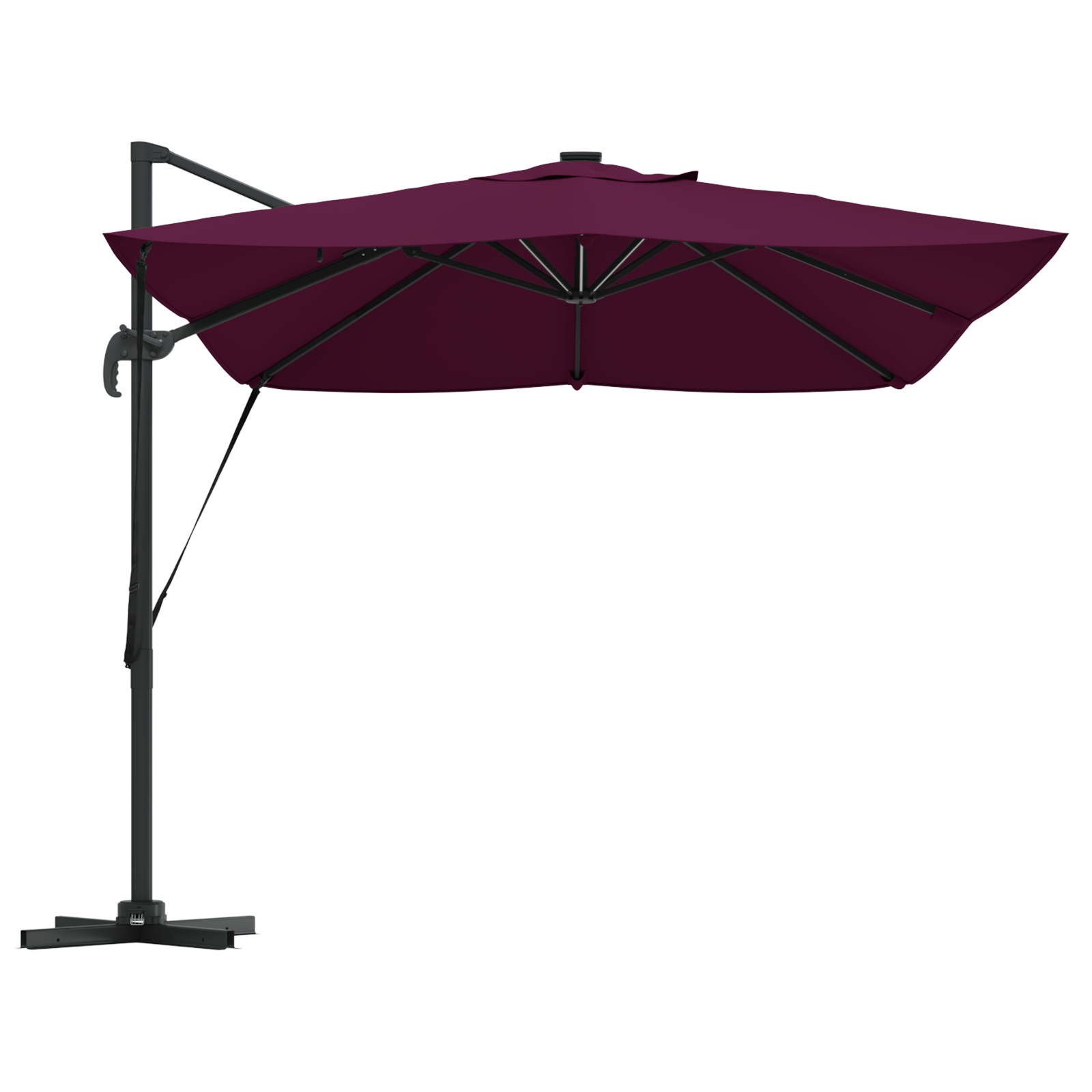 Parasol Cantilever Roma cu LED-uri Roșu Bordeaux 352x251x265 cm Aluminiu GartenMobel Dekor