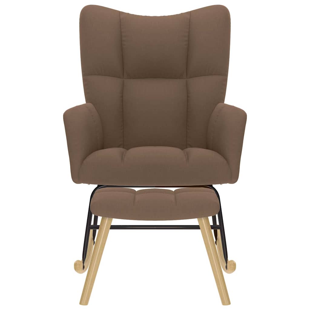 Scaun balansoar cu suport picioare, maro, material textil GartenMobel Dekor