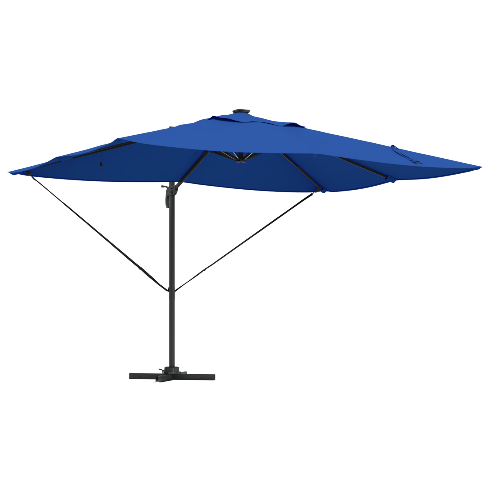 Umbra cantilever Roma de la cu LED-uri Albastru Azur 352x251x265 cm Aluminiu GartenMobel Dekor