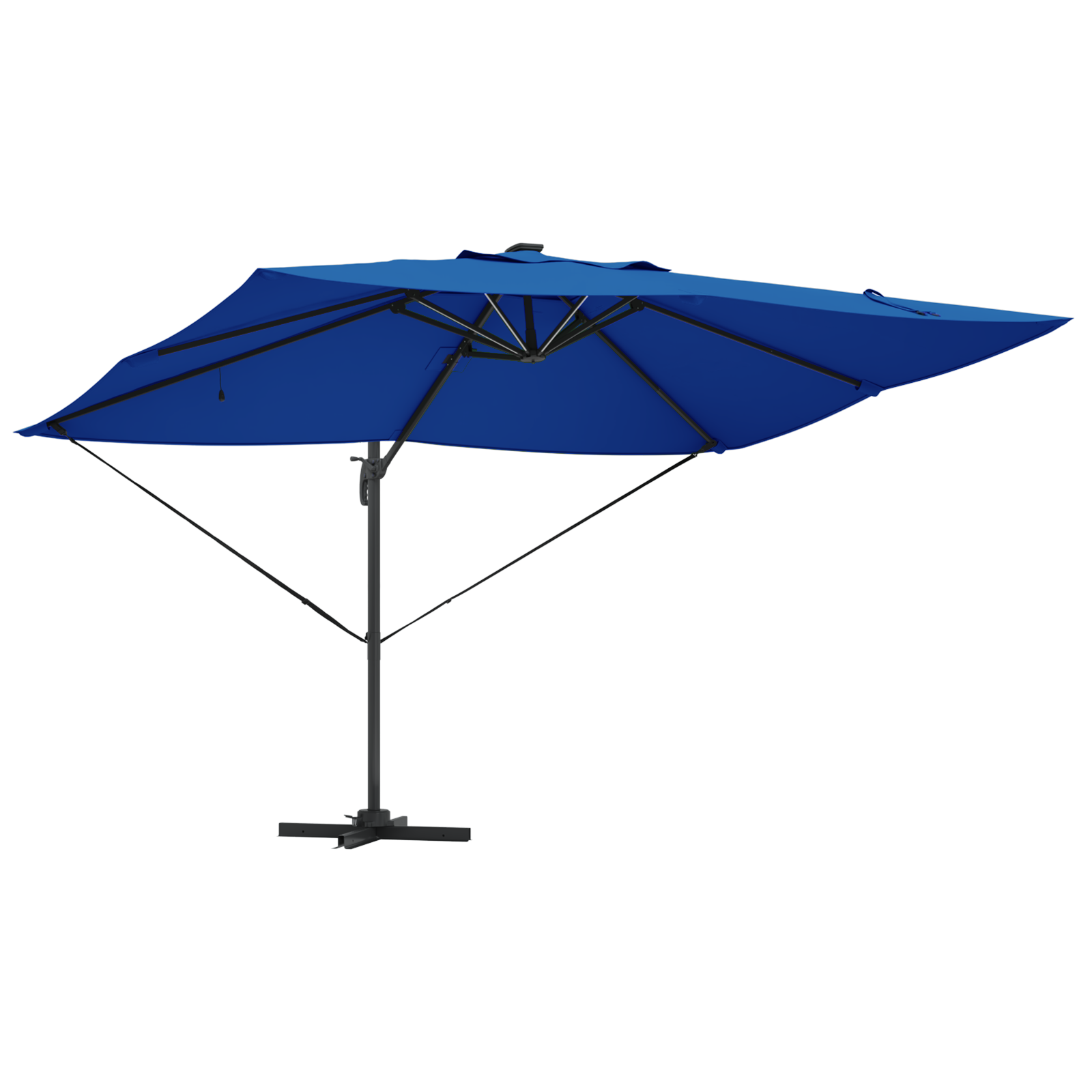 Umbra cantilever Roma de la cu LED-uri Albastru Azur 352x251x265 cm Aluminiu GartenMobel Dekor