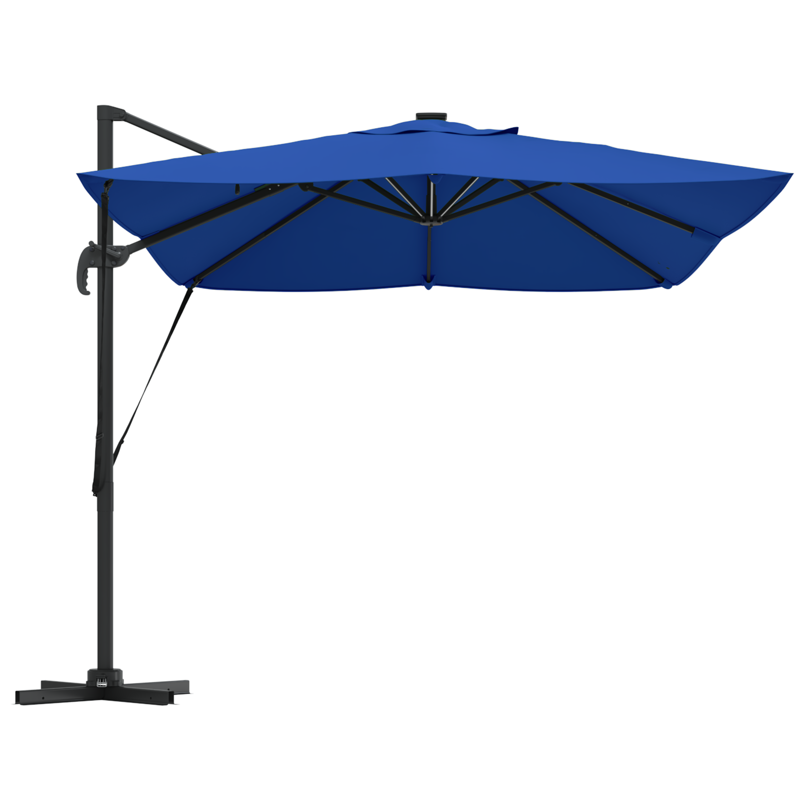 Umbra cantilever Roma de la cu LED-uri Albastru Azur 352x251x265 cm Aluminiu GartenMobel Dekor