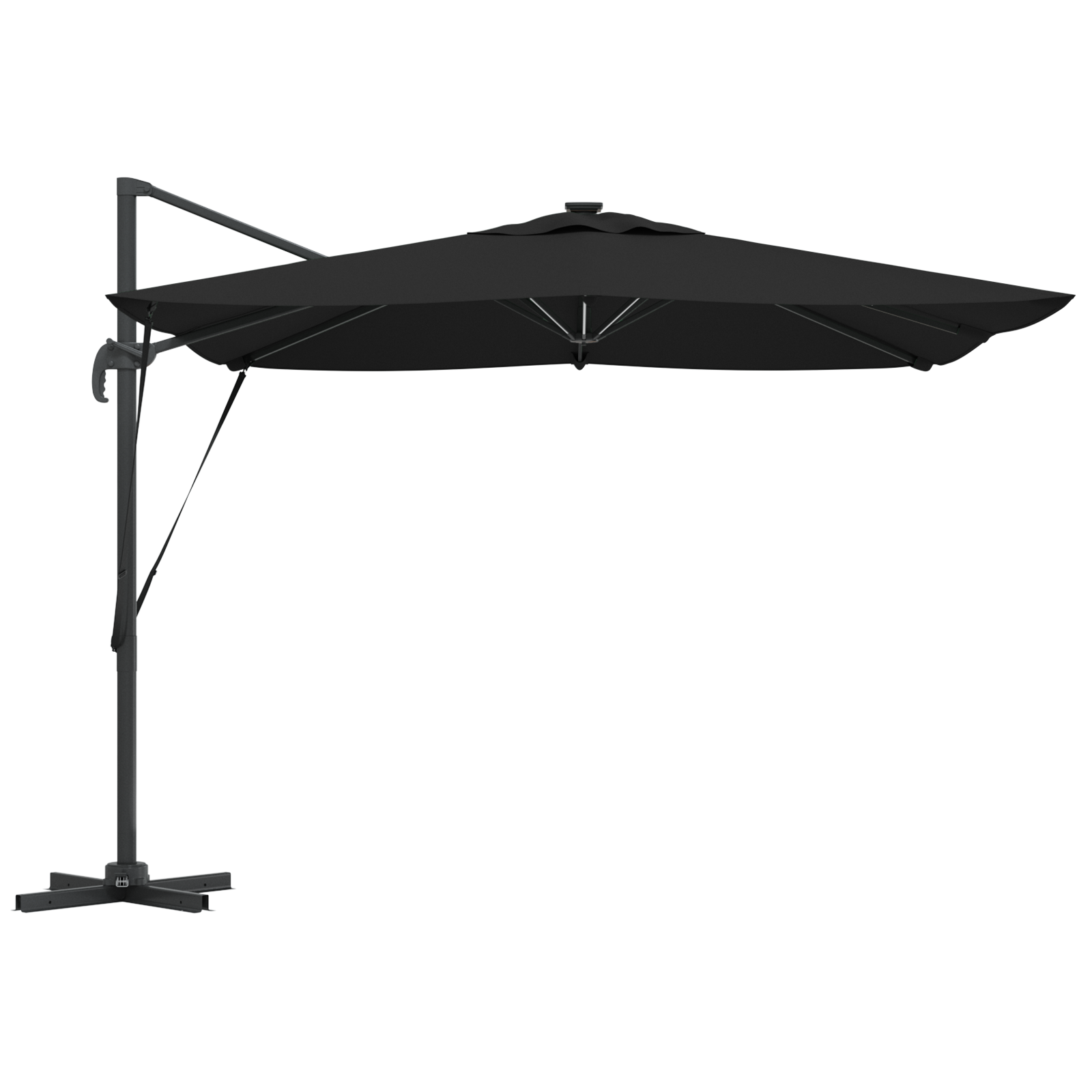 Umbrelă Cantilever Roma cu LED-uri Neagră 286x285x270 cm Aluminiu GartenMobel Dekor