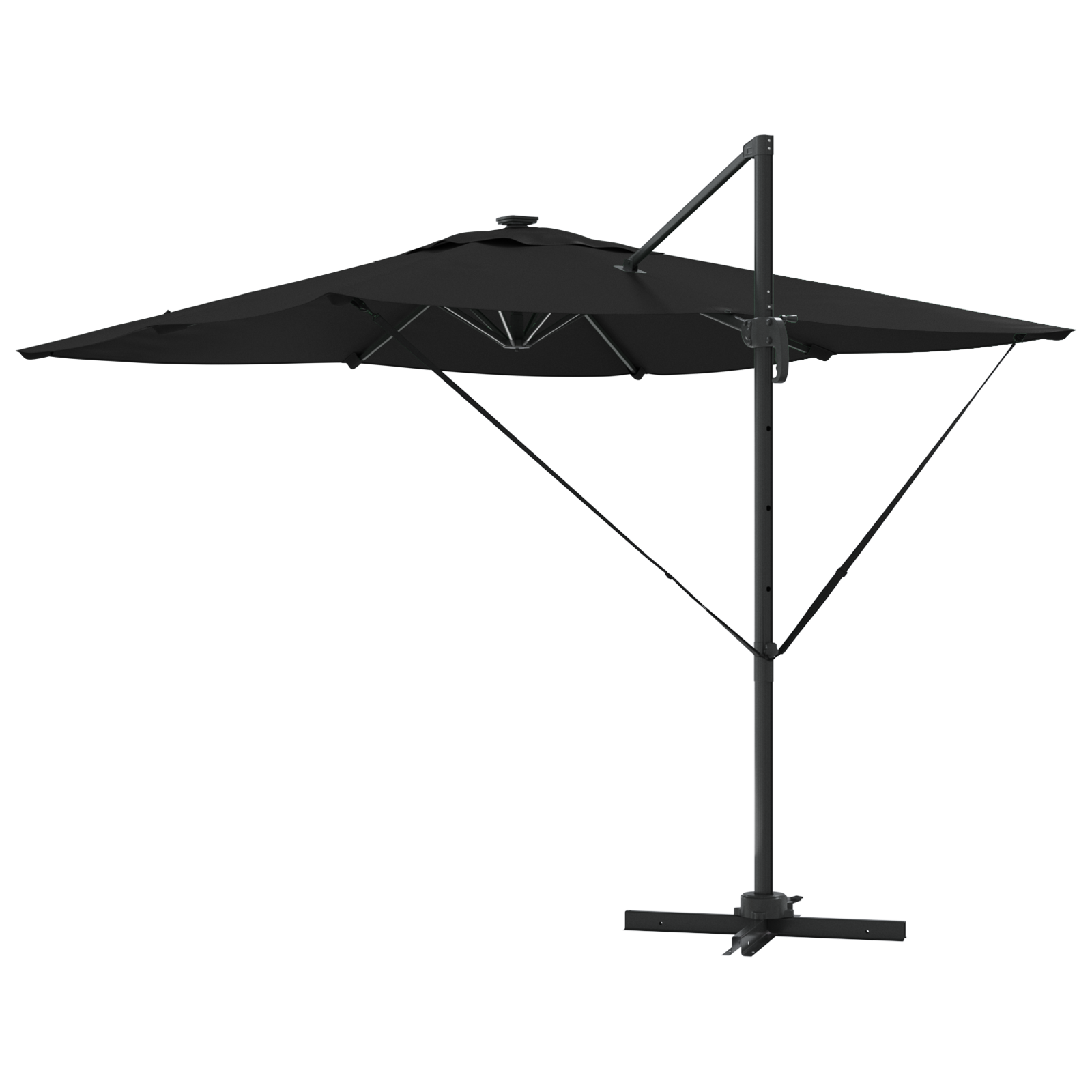 Umbrelă Cantilever Roma cu LED-uri Neagră 286x285x270 cm Aluminiu GartenMobel Dekor