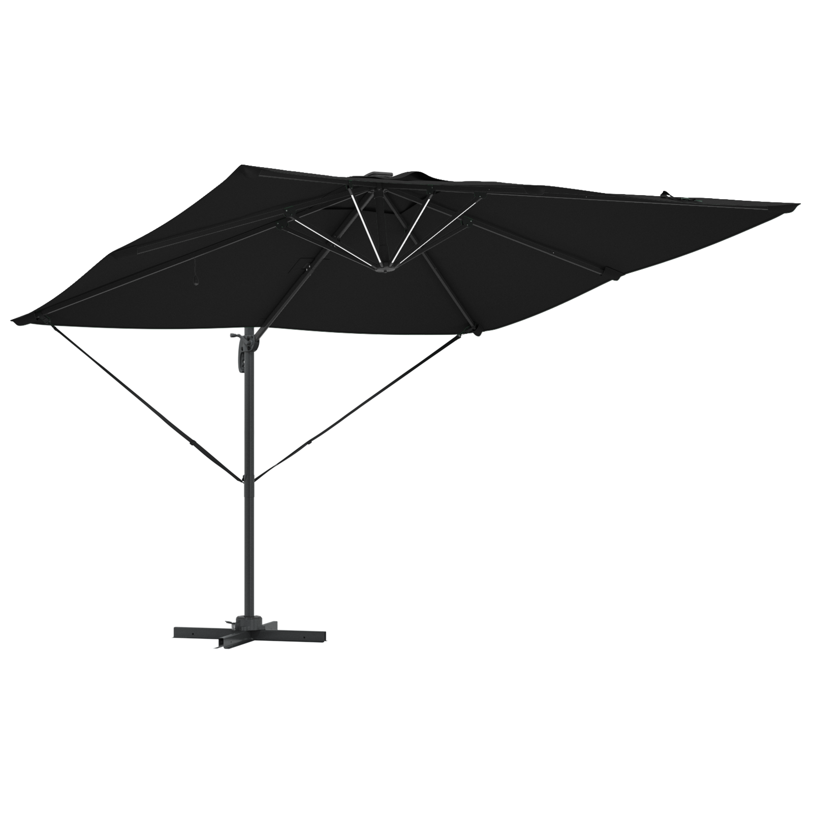 Umbrelă Cantilever Roma cu LED-uri Neagră 286x285x270 cm Aluminiu GartenMobel Dekor
