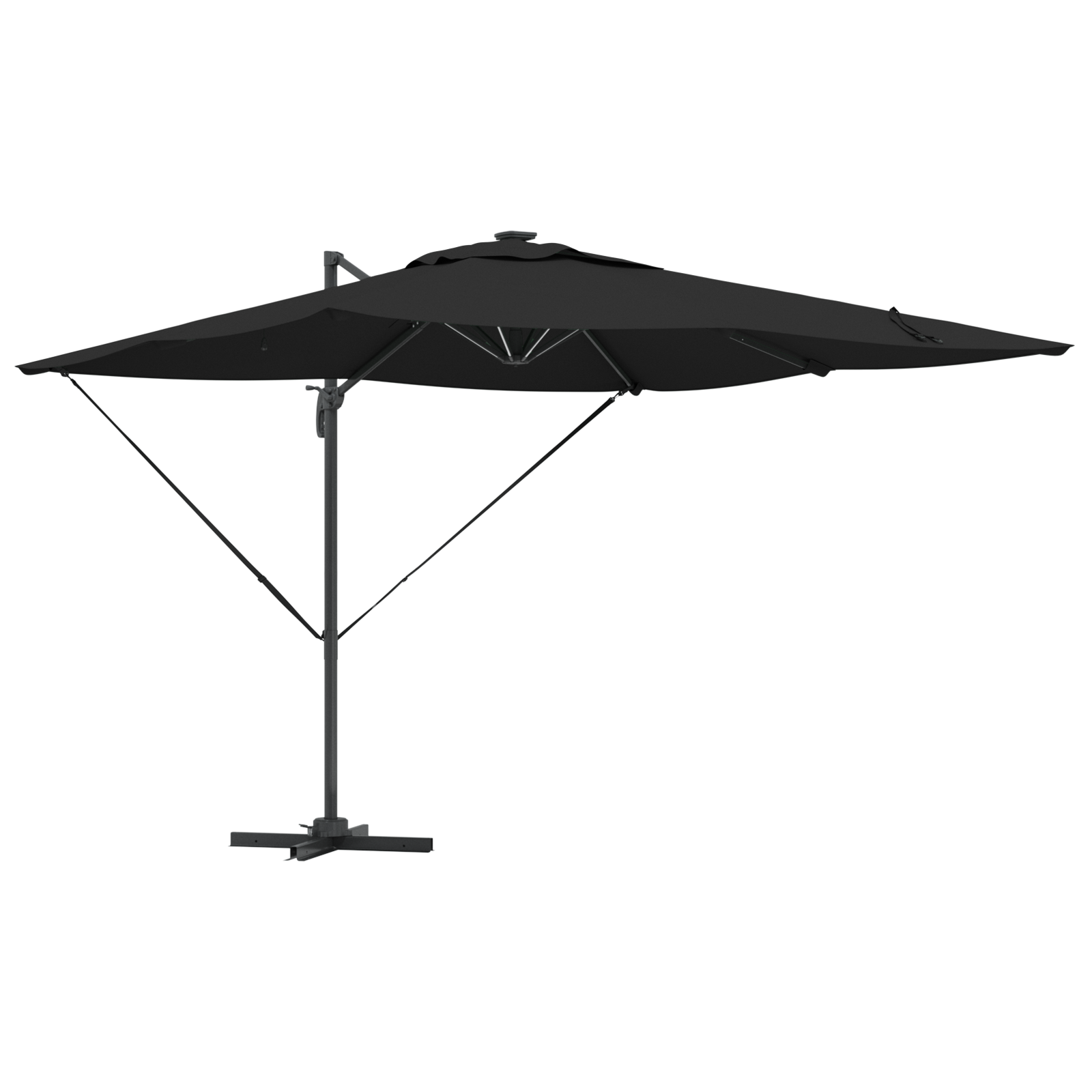 Umbrelă Cantilever Roma cu LED-uri Neagră 286x285x270 cm Aluminiu GartenMobel Dekor