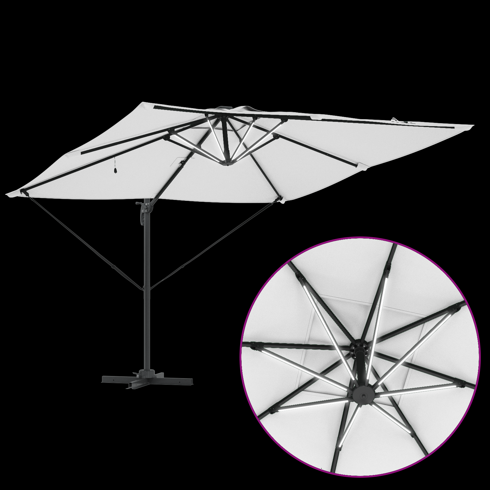 Umbrelă Cantilever Roma cu LED-uri Nisip 286x285x270 cm Aluminiu GartenMobel Dekor