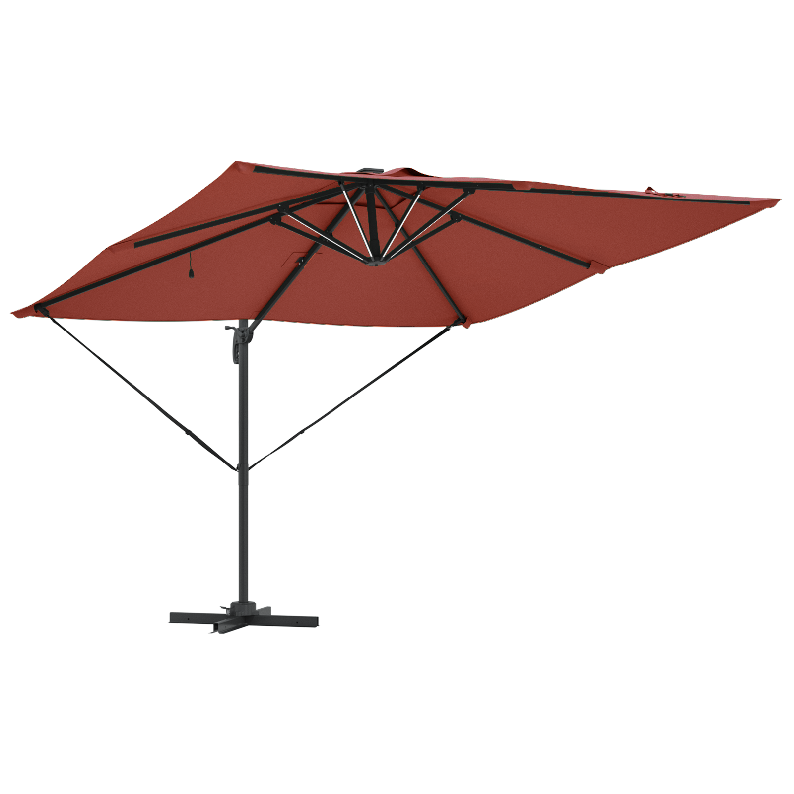 Umbrelă Cantilever Roma cu LED-uri Terracotta 286x285x270 cm Aluminiu GartenMobel Dekor