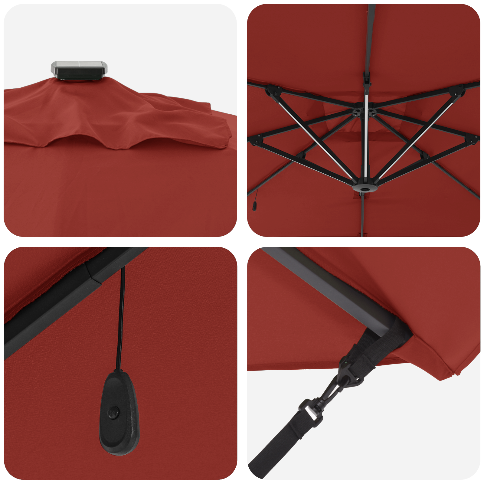 Umbrelă Cantilever Roma cu LED-uri Terracotta 286x285x270 cm Aluminiu GartenMobel Dekor