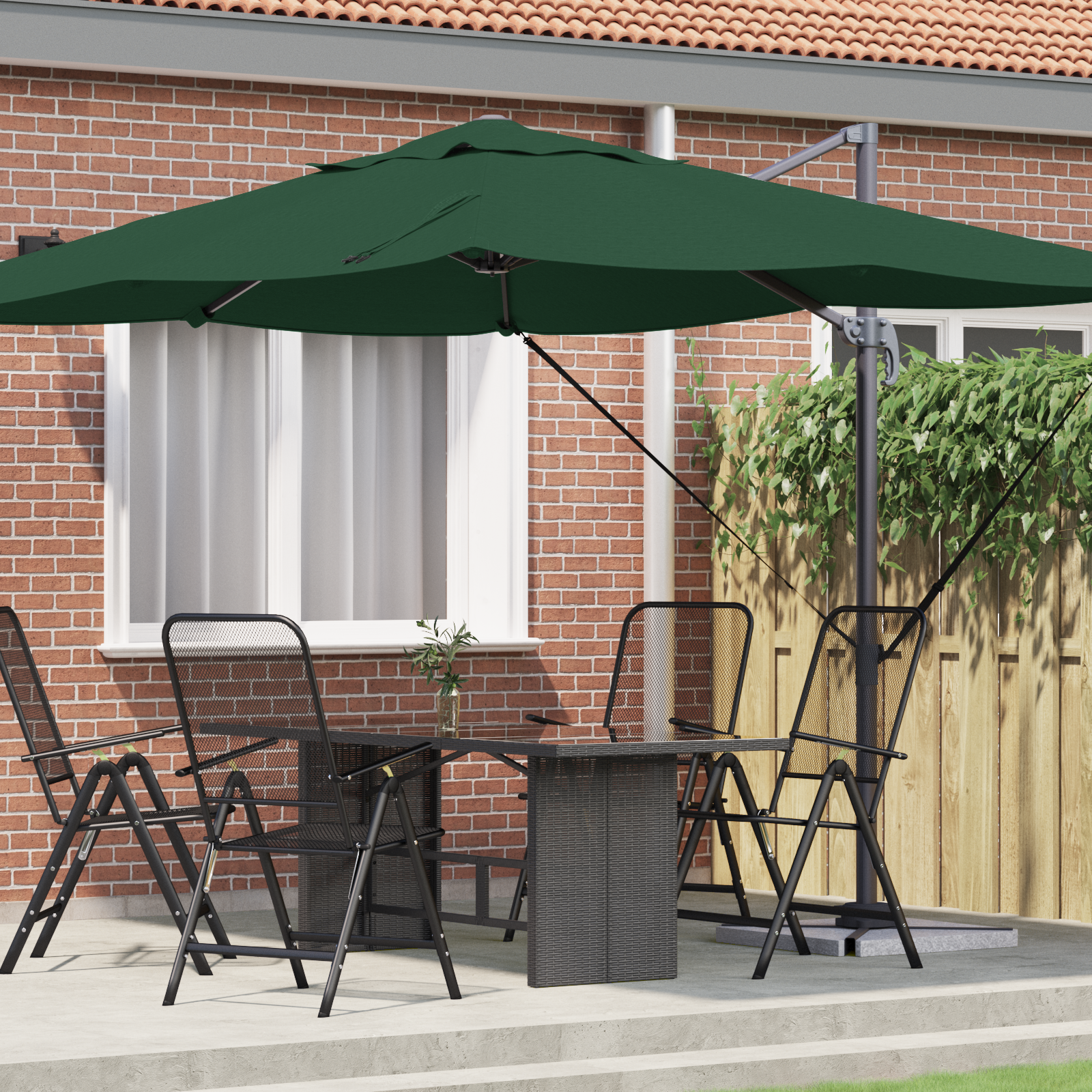 Umbrela Cantilever Verde Verde Poliester și cadru metalic Mare GartenMobel Dekor