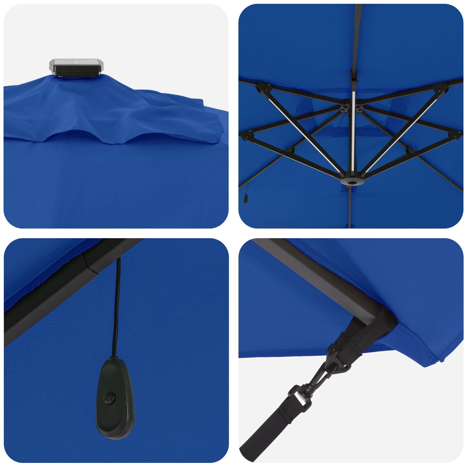 Umbrelă cantilever Roma cu LED-uri Albastru azur 286x285x270 cm Aluminiu GartenMobel Dekor