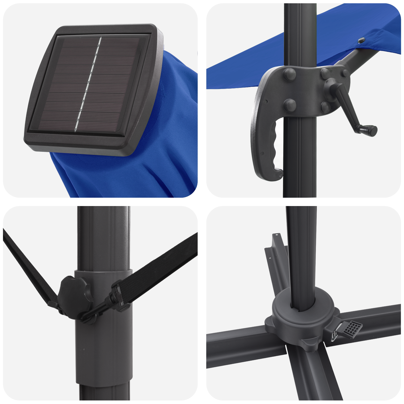 Umbrelă cantilever Roma cu LED-uri Albastru azur 286x285x270 cm Aluminiu GartenMobel Dekor