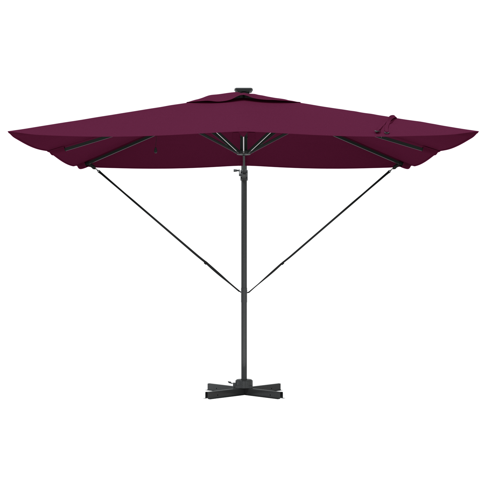 Umbrelă cantilever Roma cu LED-uri Bordeaux roșie 286x285x270 cm Aluminiu GartenMobel Dekor