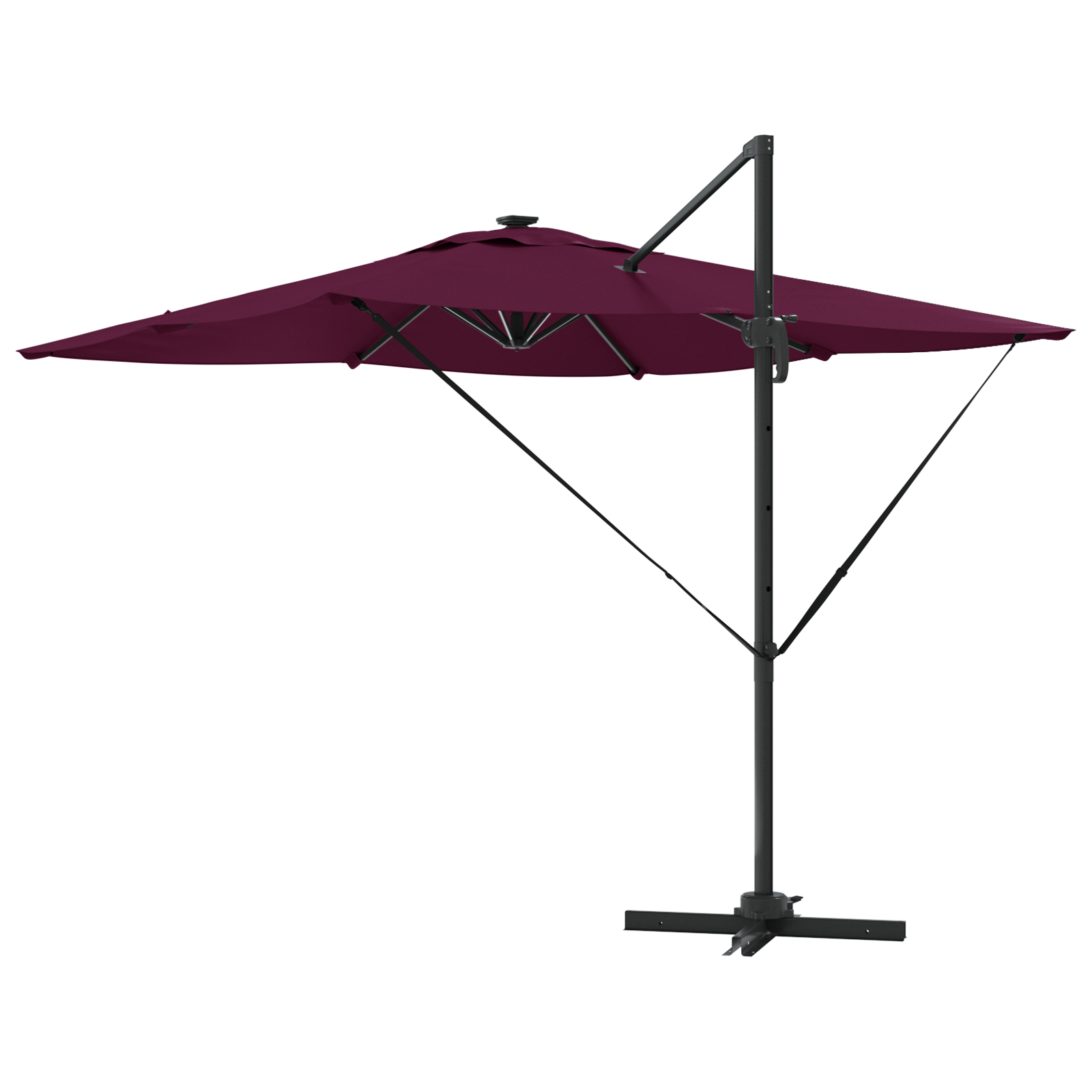 Umbrelă cantilever Roma cu LED-uri Bordeaux roșie 286x285x270 cm Aluminiu GartenMobel Dekor