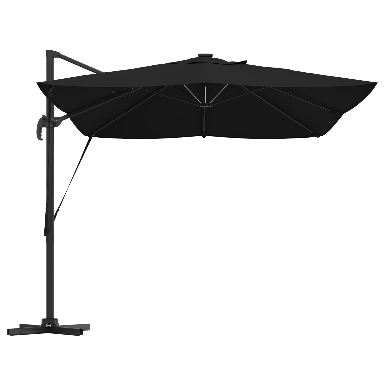 Umbrela cantilever Roma cu LED-uri Neagră 352x251x265 cm Aluminiu GartenMobel Dekor