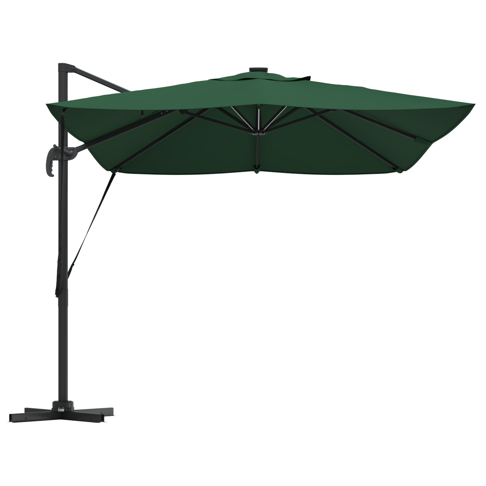 Umbrela cantilever Roma cu LED-uri Verde 352x251x265 cm Aluminiu GartenMobel Dekor