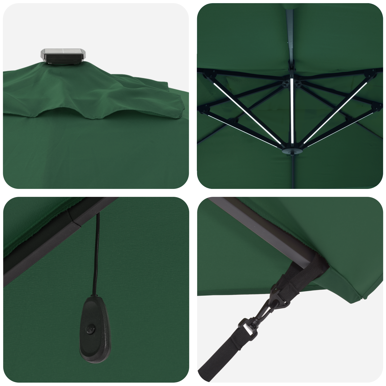 Umbrela cantilever Roma cu LED-uri Verde 352x251x265 cm Aluminiu GartenMobel Dekor