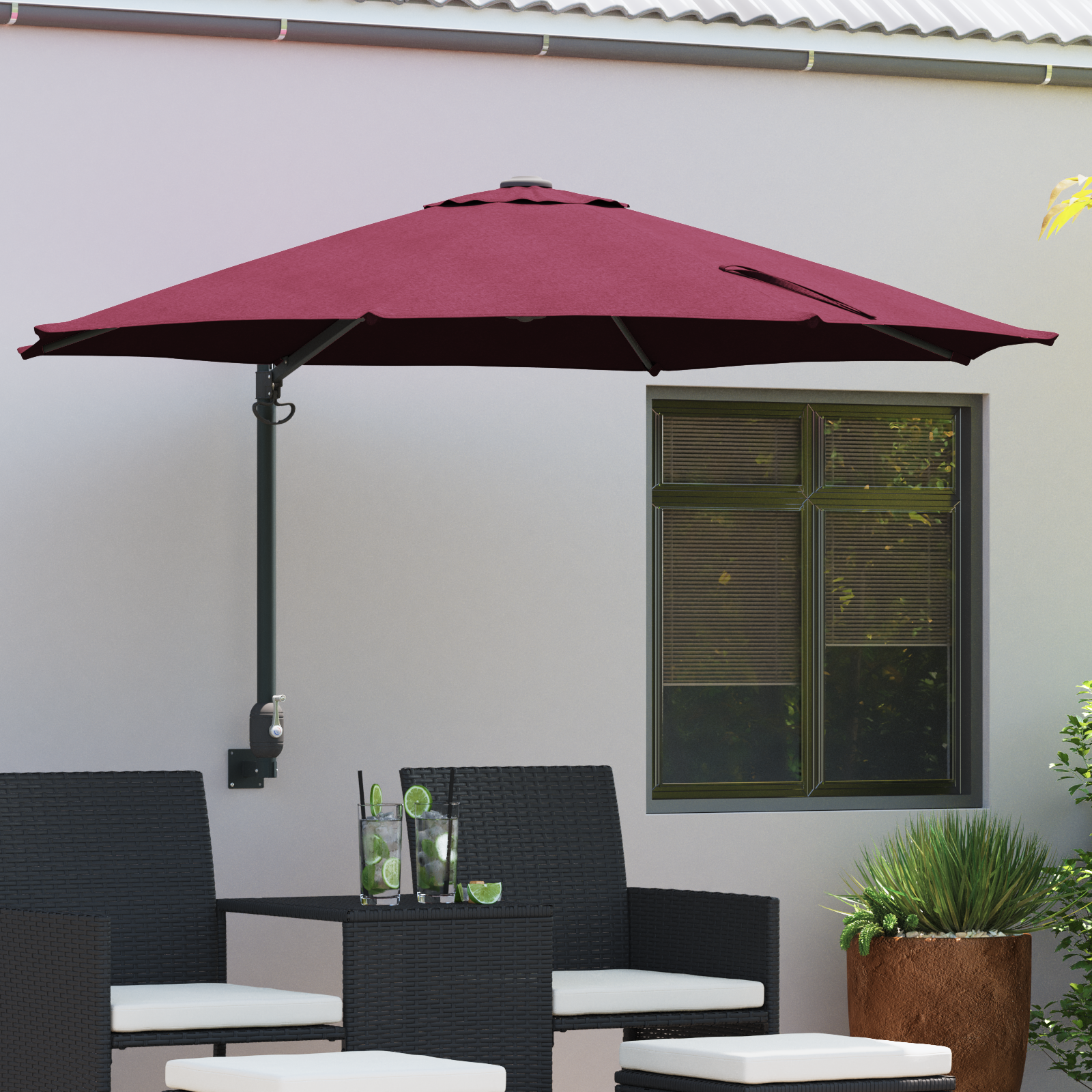 Umbrela de terasă Bordo Poliester Mare Pliabilă Umbra de terasă GartenMobel Dekor