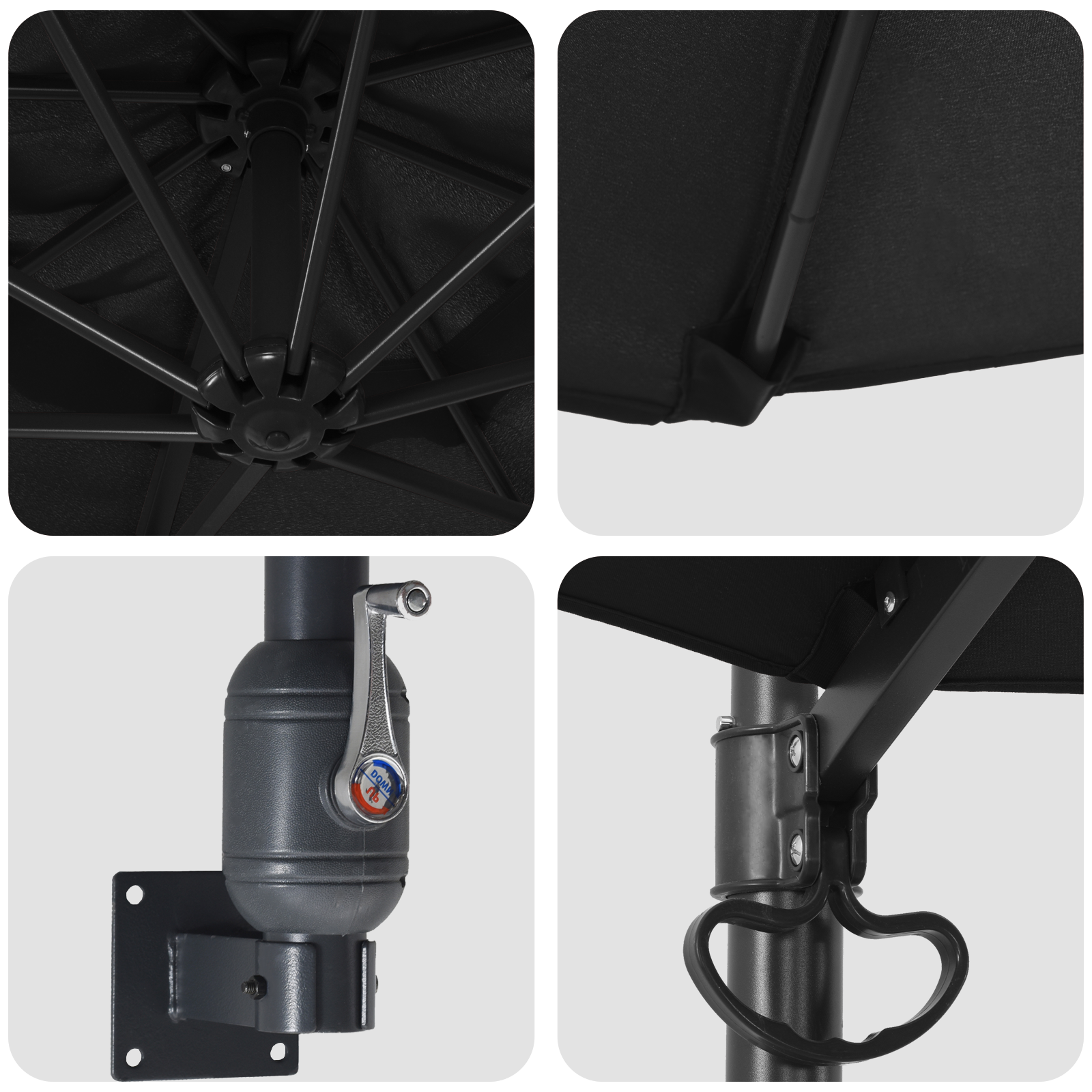 Umbrela de terasă Neagră Poliester, Oțel vopsit electrostatic Mare GartenMobel Dekor