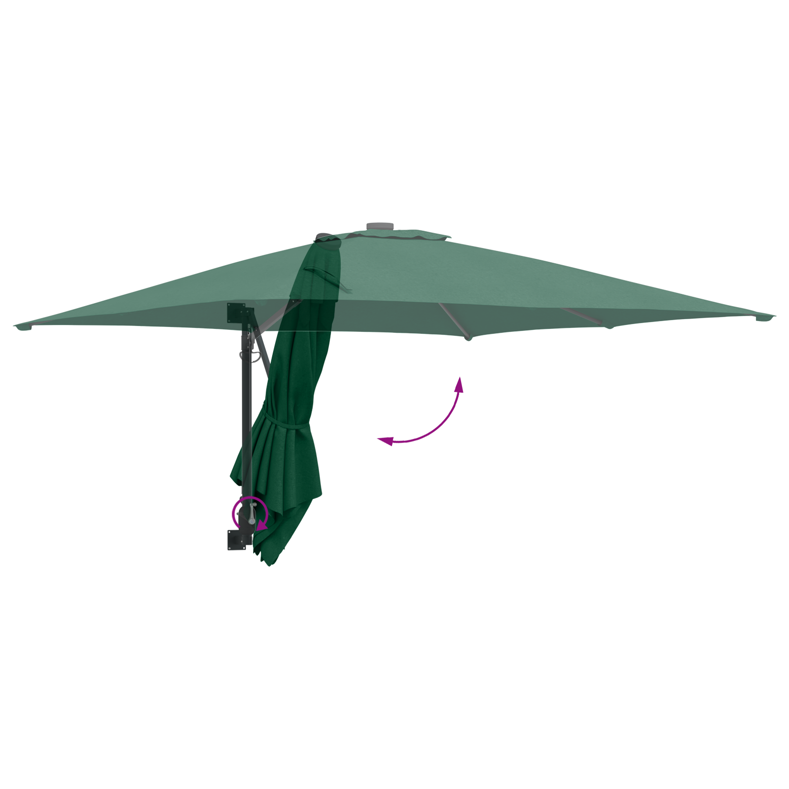Umbrela de terasă Verde Poliester 300 cm x 300 cm Pliabilă GartenMobel Dekor
