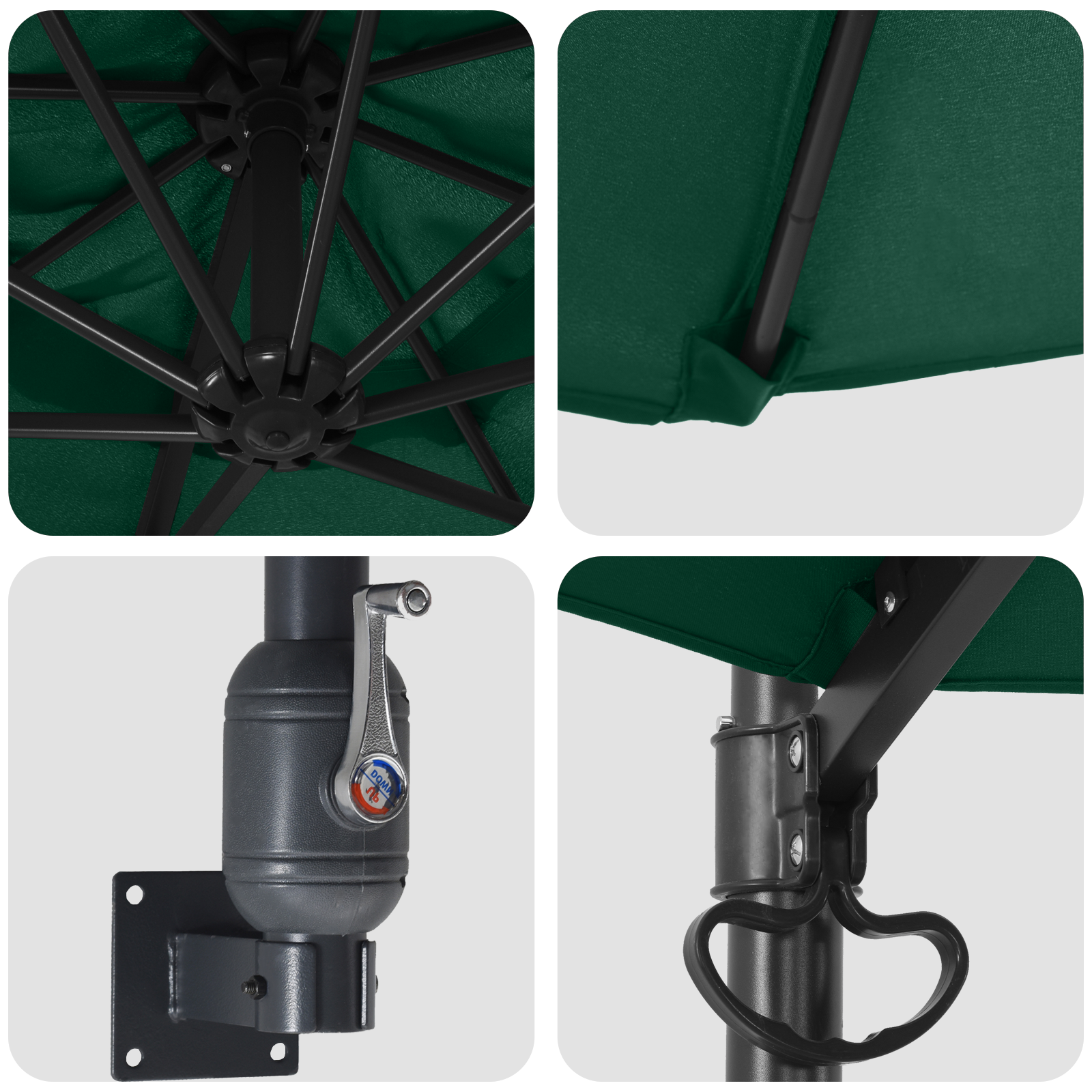Umbrelă de terasă verde mare Metal, Poliester Mare Înclinabilă GartenMobel Dekor