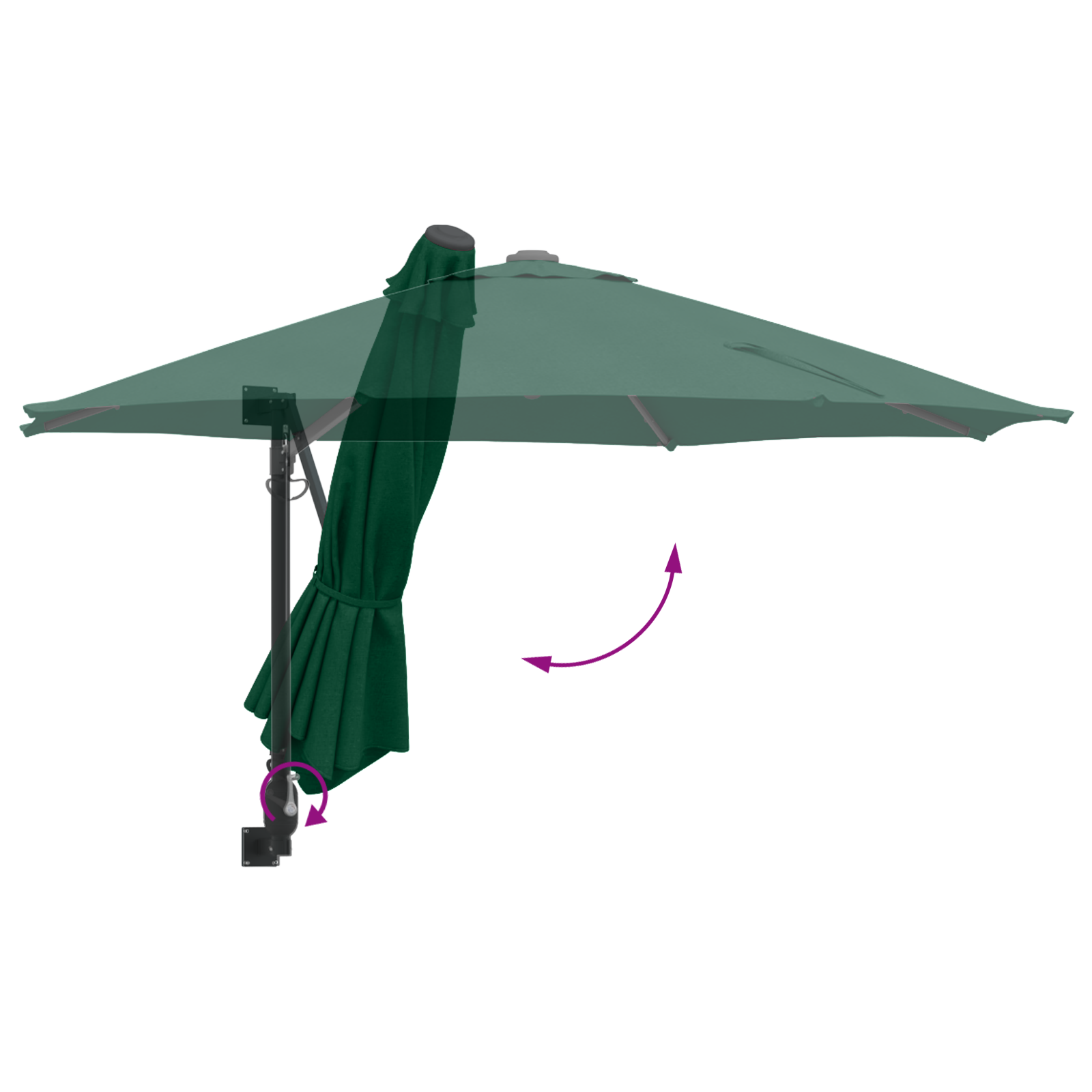 Umbrelă de terasă verde mare Metal, Poliester Mare Înclinabilă GartenMobel Dekor
