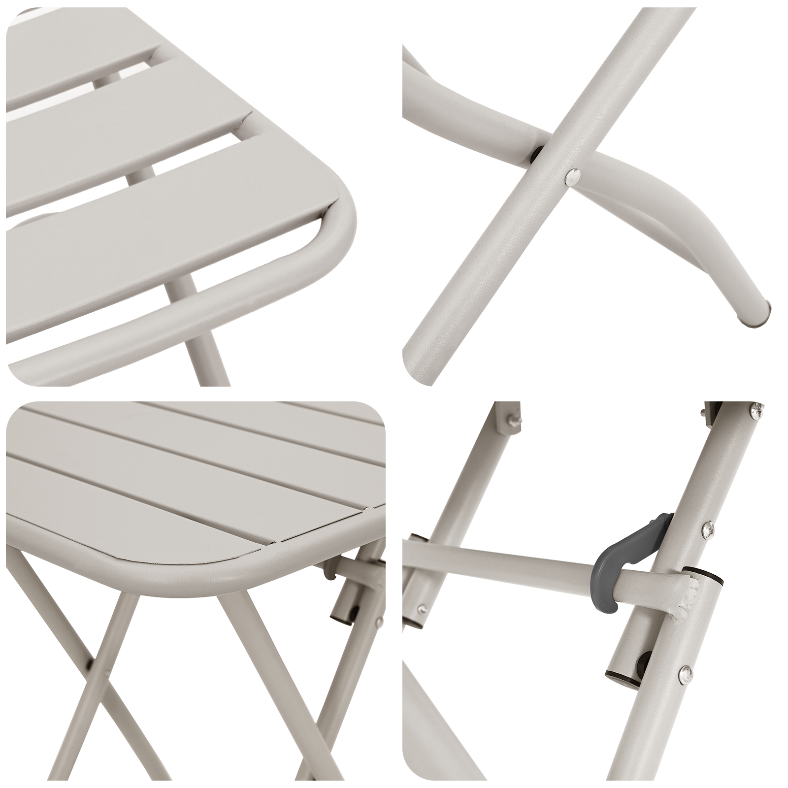 Set Bistro Pliabil 3 Piese Bej din Oțel GartenMobel Dekor