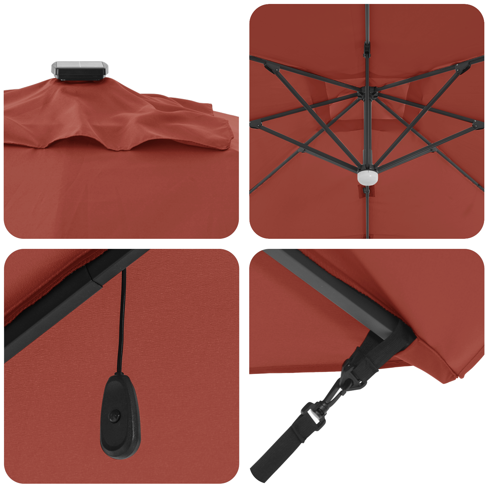 Umbra cantilever Terracotta Poliester Mare Pliabilă GartenMobel Dekor
