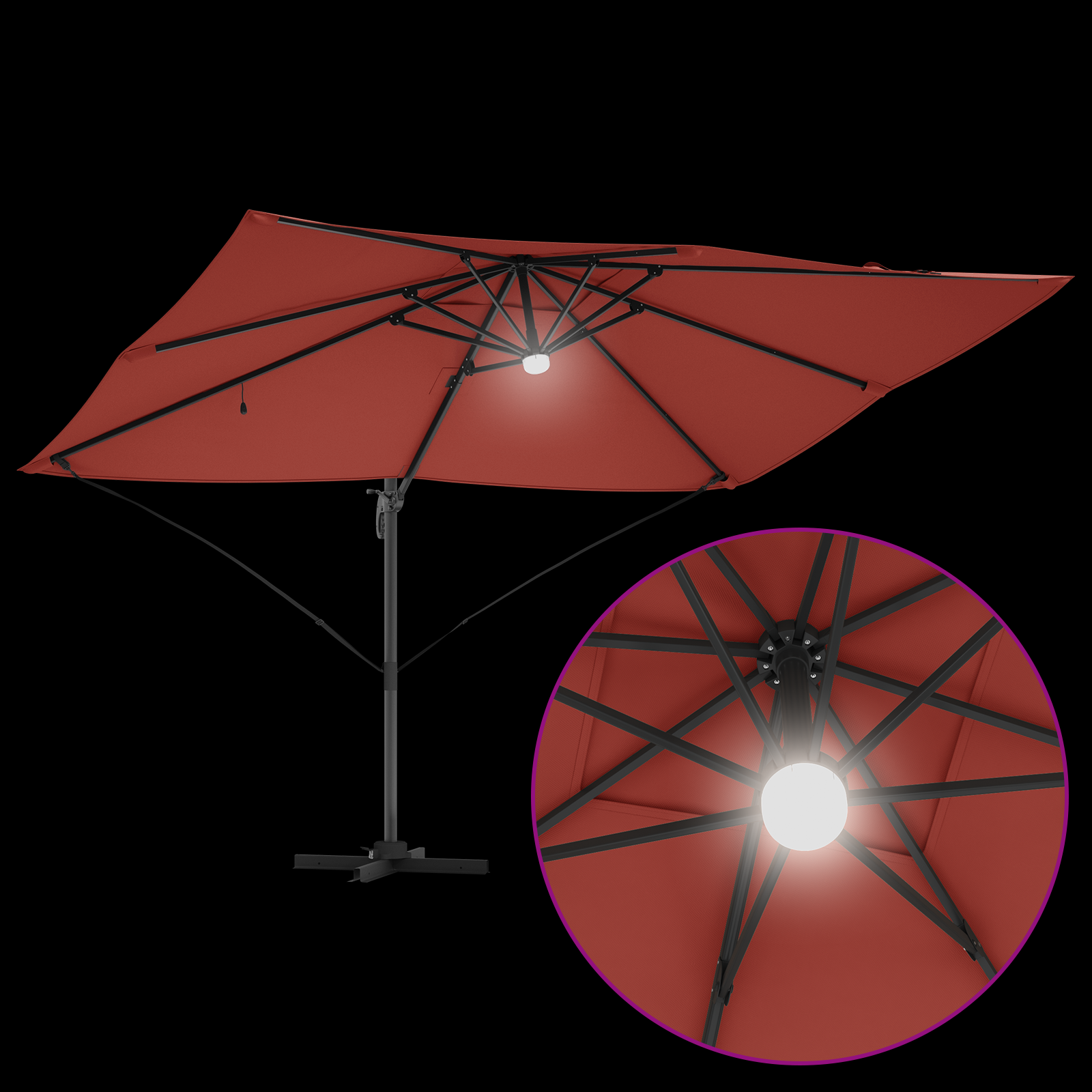 Umbra cantilever Terracotta Poliester Mare Pliabilă GartenMobel Dekor