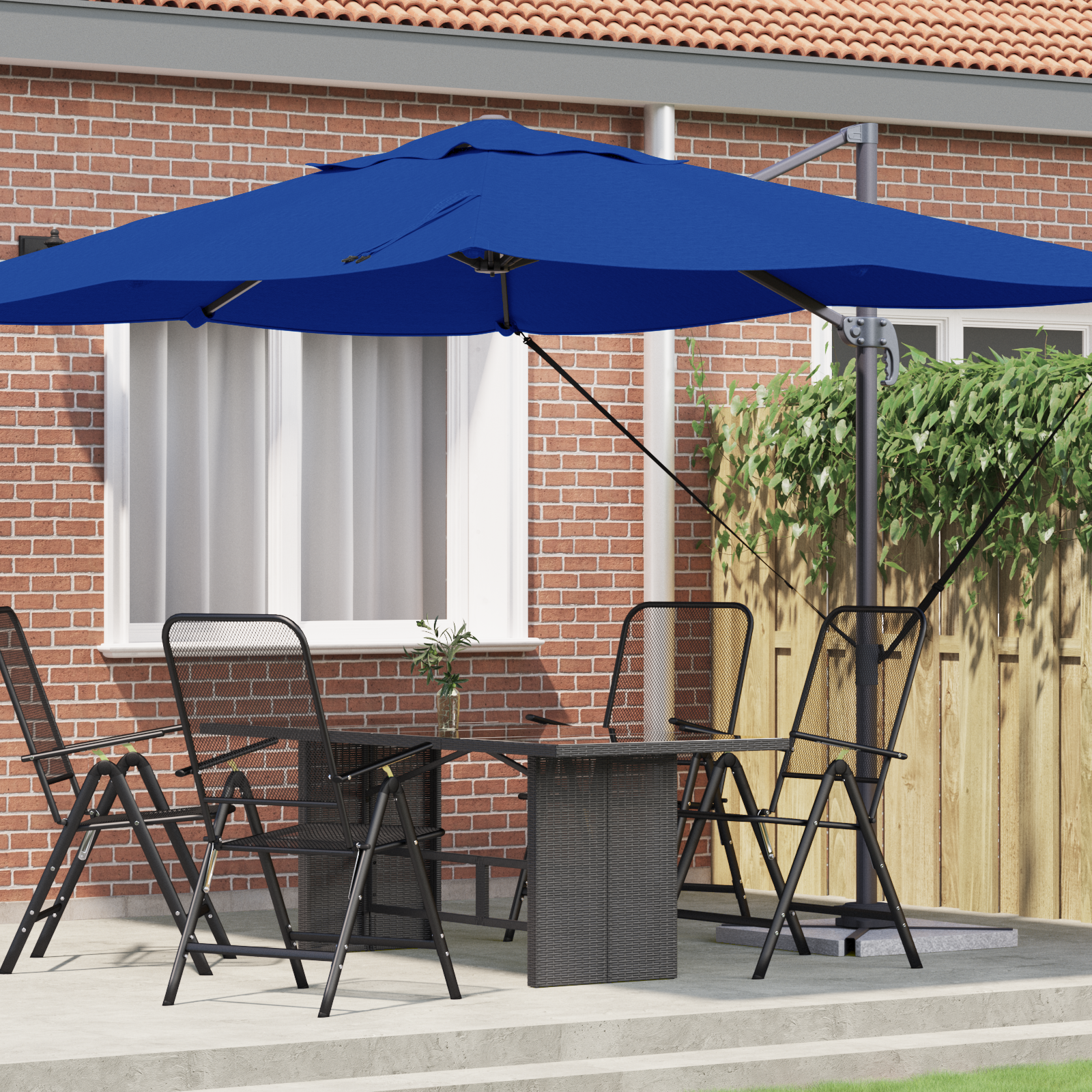 Umbrelă Cantilever Albastră Azure Poliester, Oțel Vopsit Electrostatic GartenMobel Dekor