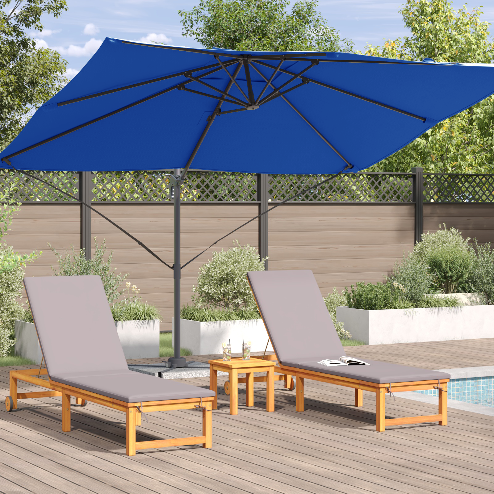 Umbrelă Cantilever Albastră Azure Poliester, Oțel Vopsit Electrostatic GartenMobel Dekor