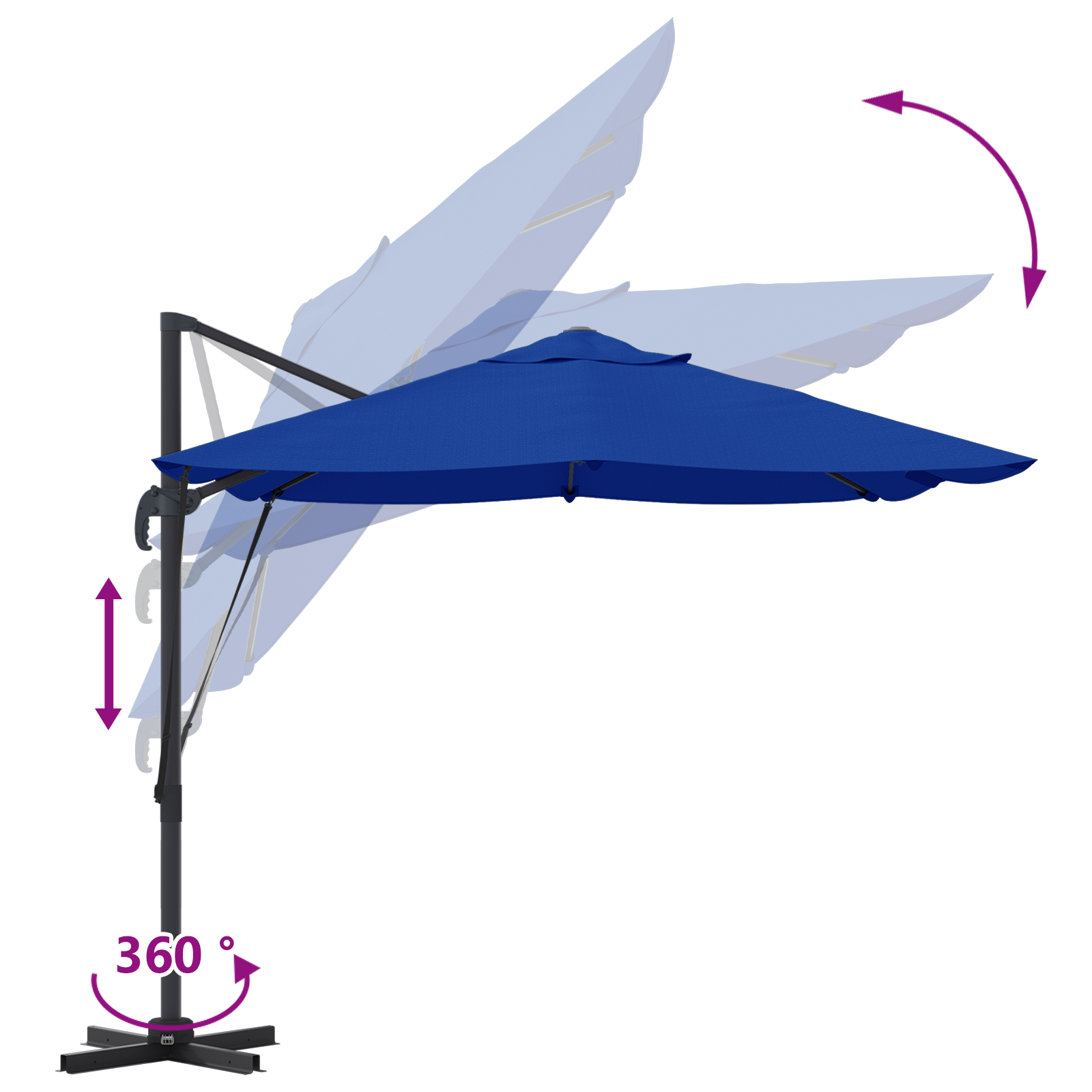 Umbrelă Cantilever Albastră Azure Poliester, Oțel Vopsit Electrostatic GartenMobel Dekor
