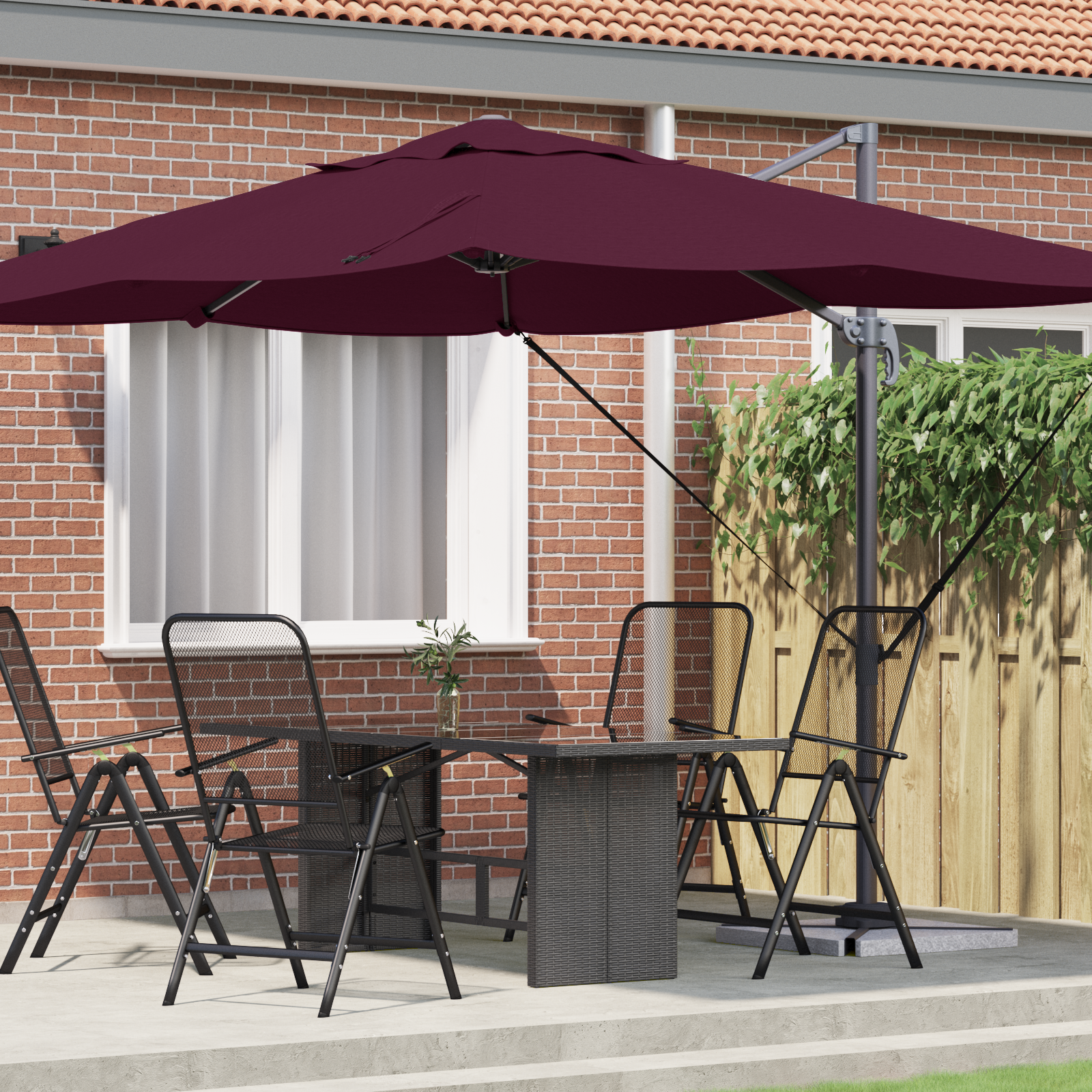 Umbrela Cantilever Bordeaux Roșu Poliester, Oțel Mare GartenMobel Dekor