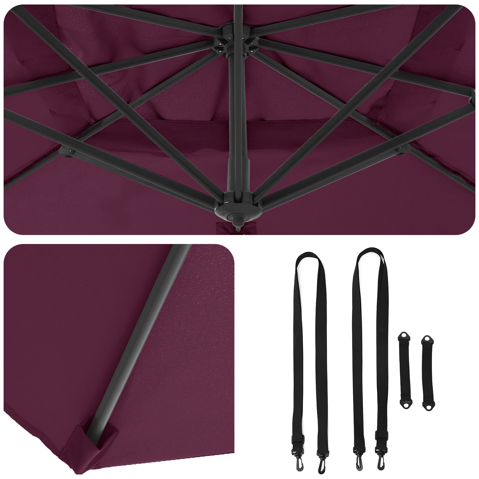 Umbrela Cantilever Bordeaux Roșu Poliester, Oțel Mare GartenMobel Dekor