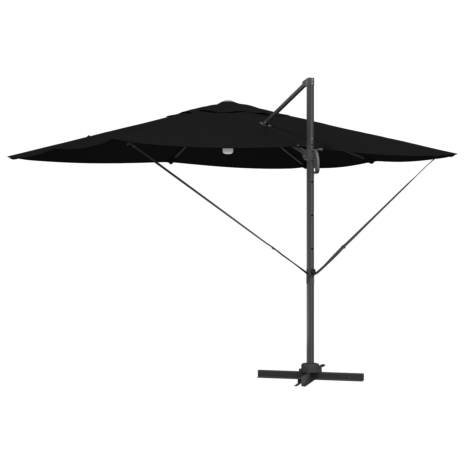Umbrelă Cantilever Neagră Poliester, Oțel vopsit electrostatic Mare GartenMobel Dekor