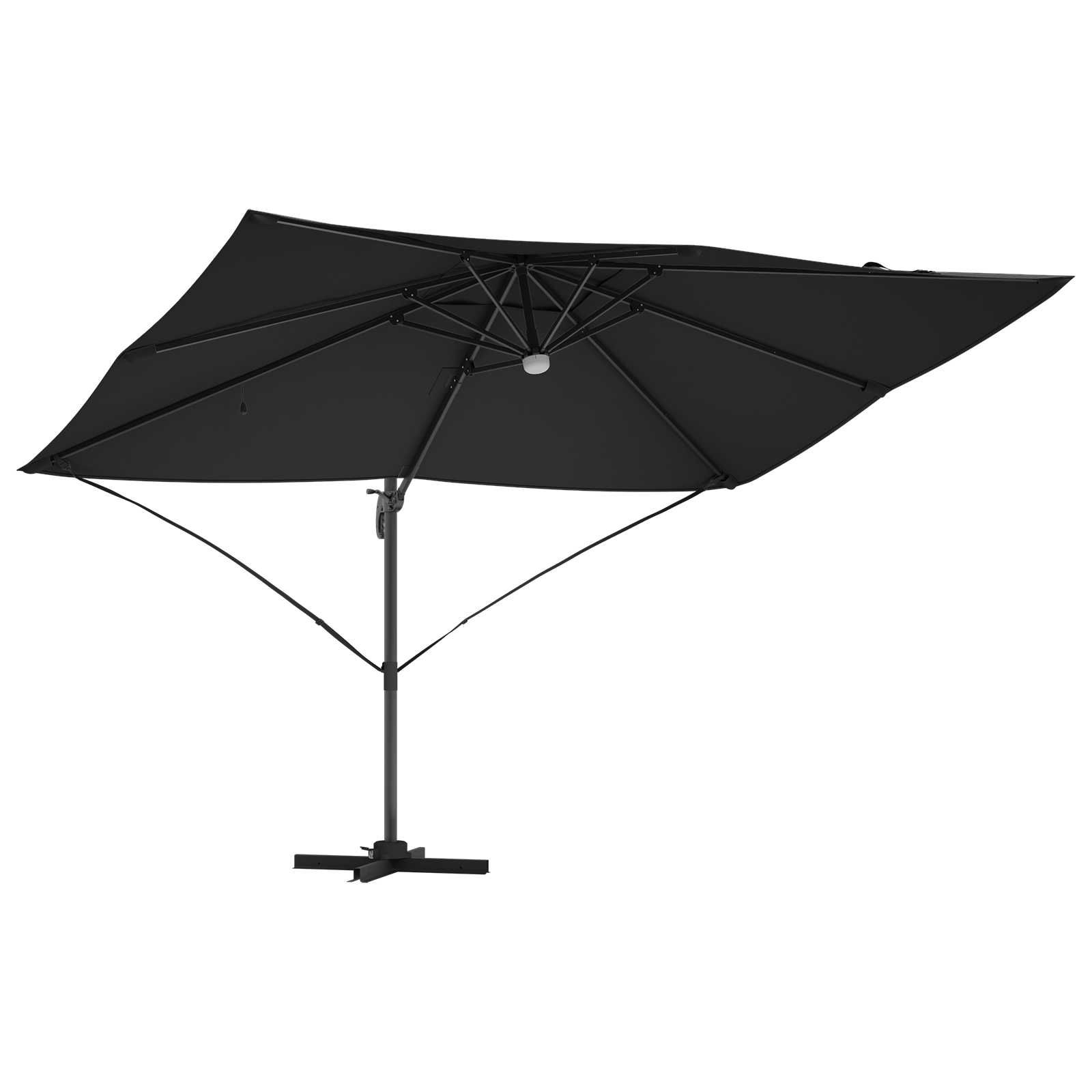 Umbrelă Cantilever Neagră Poliester, Oțel vopsit electrostatic Mare GartenMobel Dekor