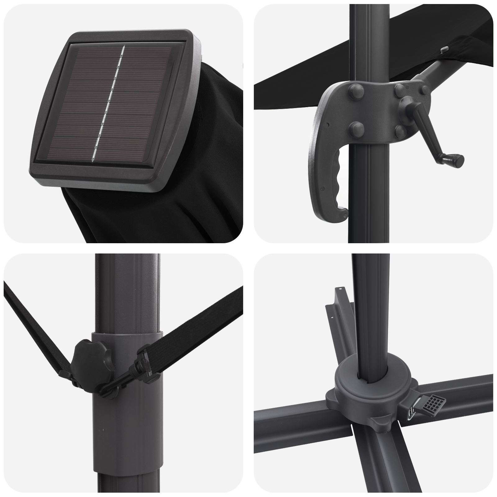 Umbrelă Cantilever Neagră Poliester, Oțel vopsit electrostatic Mare GartenMobel Dekor