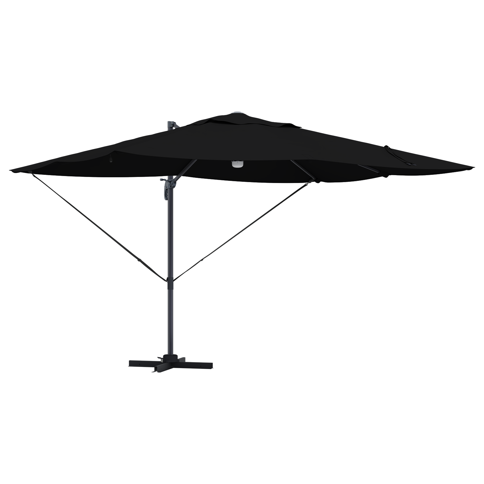 Umbrelă Cantilever Neagră Poliester, Oțel vopsit electrostatic Mare GartenMobel Dekor